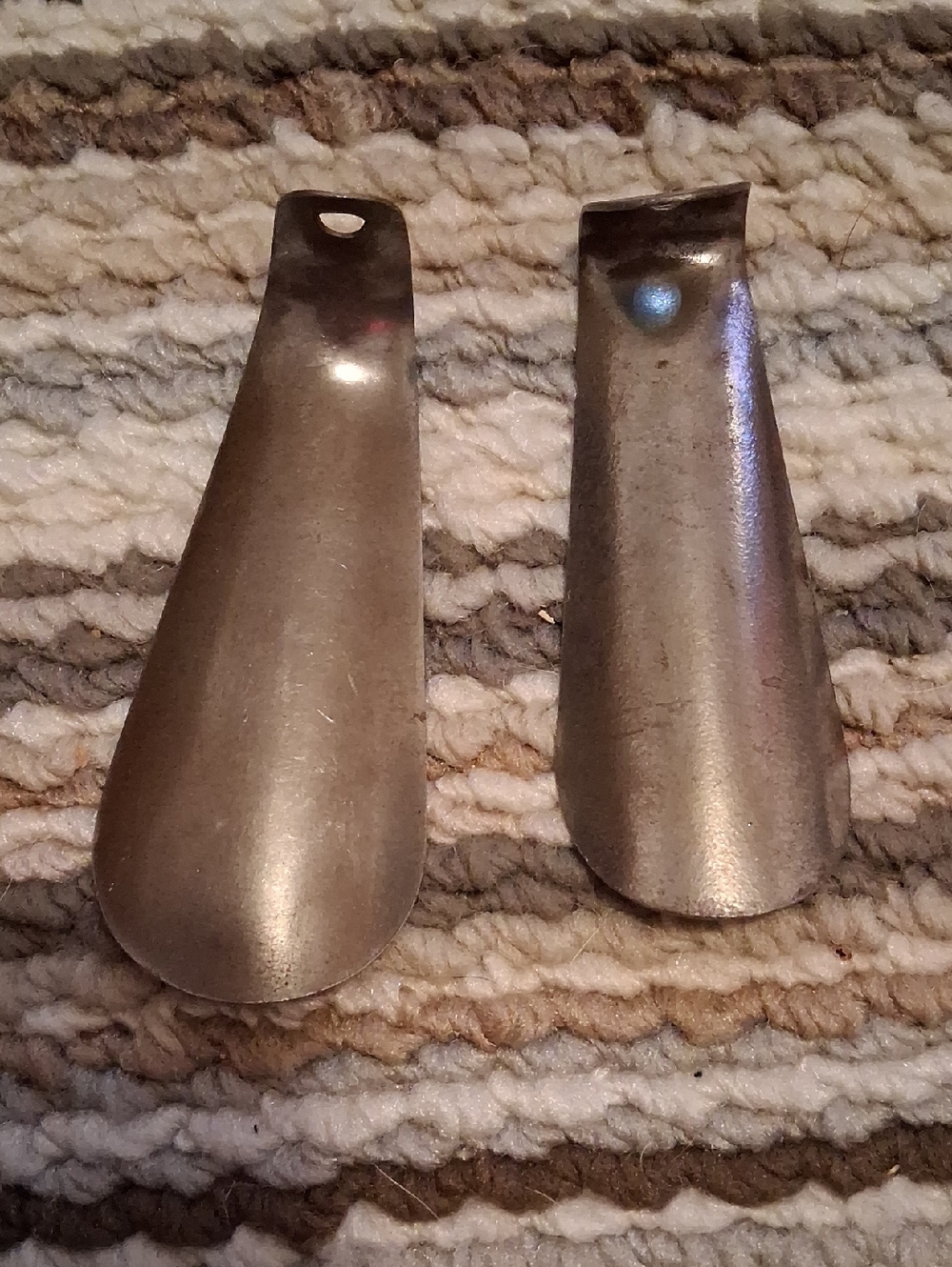 Vintage Metal Shoe Horns Pair - Silver Tone